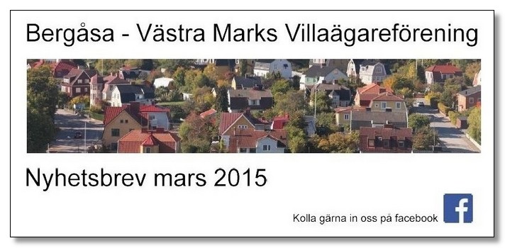 Villaföreningens Nyhetsbrev, Mars 2015